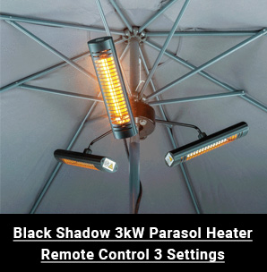 Shadow 3kW Parasol Heater - Black